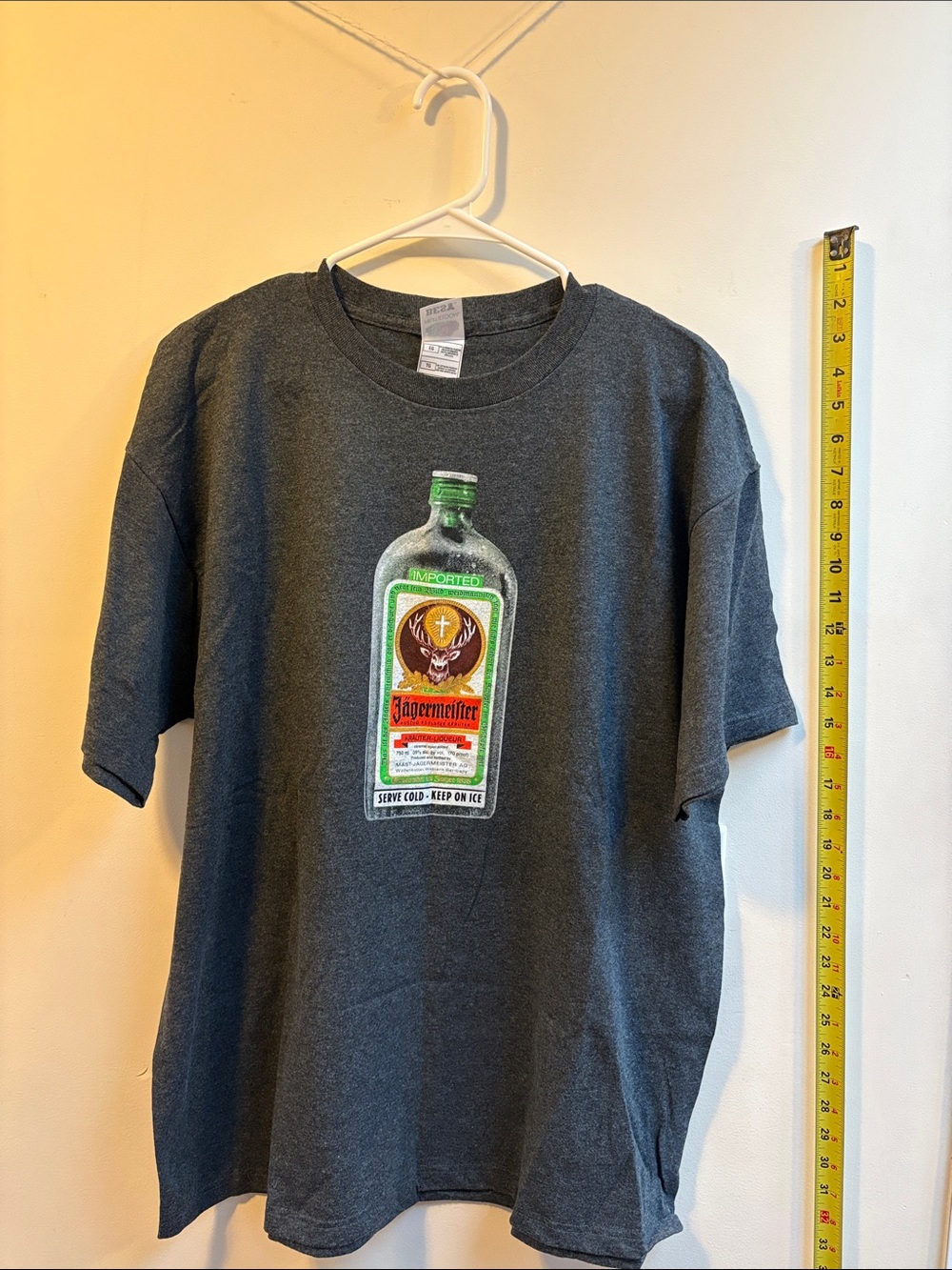 Jagermeister Bottle Graphic Tee - Gray with Green & Red Label